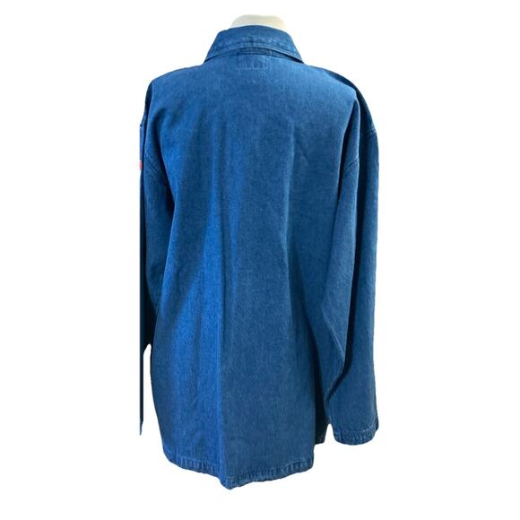 Way To Go Jean Jacket Women’s Sz L New Blue Embroidered School Teacher Shacket - Picture 6 of 9